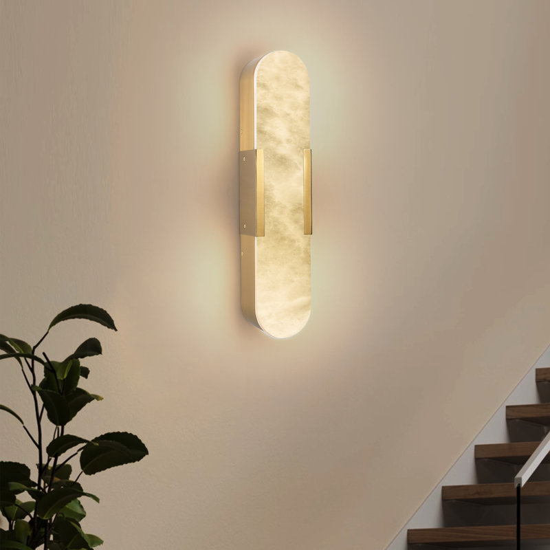 19.7-inch natural marble wall sconces, gold wall sconce pair set, modern indoor bathroom wall lights, suitable for living rooms, bedrooms, hallways, staircases.