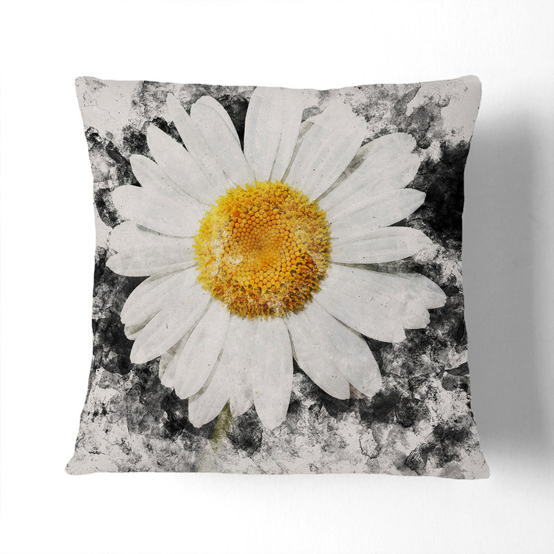 White Daisy Vol.6 Scatter Cushion, White, 40cm H x 40cm W x 15cm D