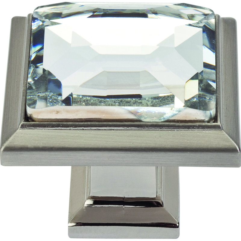 Legacy Crystal 1 5/16" Length Square Knob, Brushed Nickel