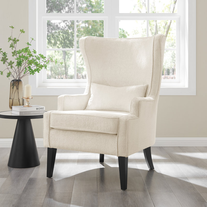 Radyn 31" Wide Fabric Wingback Chair, Opus Cream