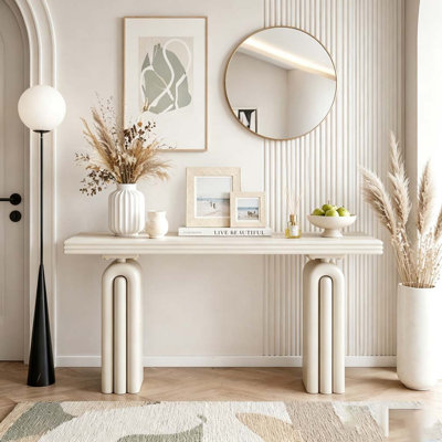 Console élégante et luxueuse en placage d'acacia
