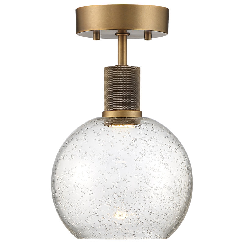Port Nine Glass Semi Flush Mount, Antique Brushed Brass