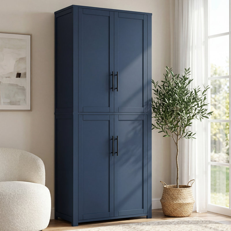 Armoire de rangement 4 portes Glory, Bleu