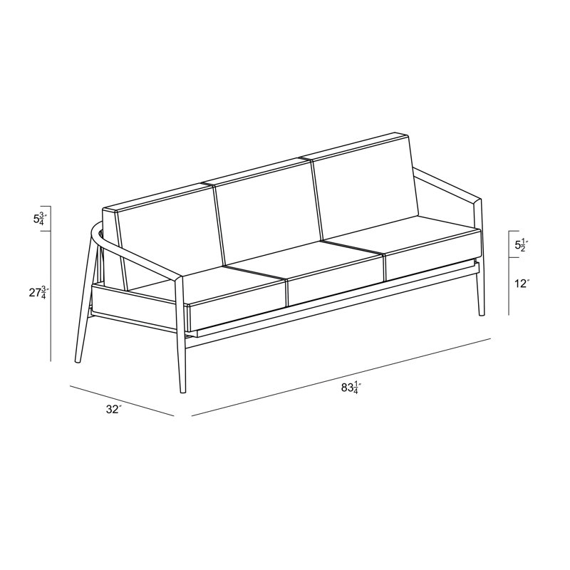 Outdoor 3 - Seat Patio Sofa, Canvas Natural Sunbrella® Canvas, Urban Stone