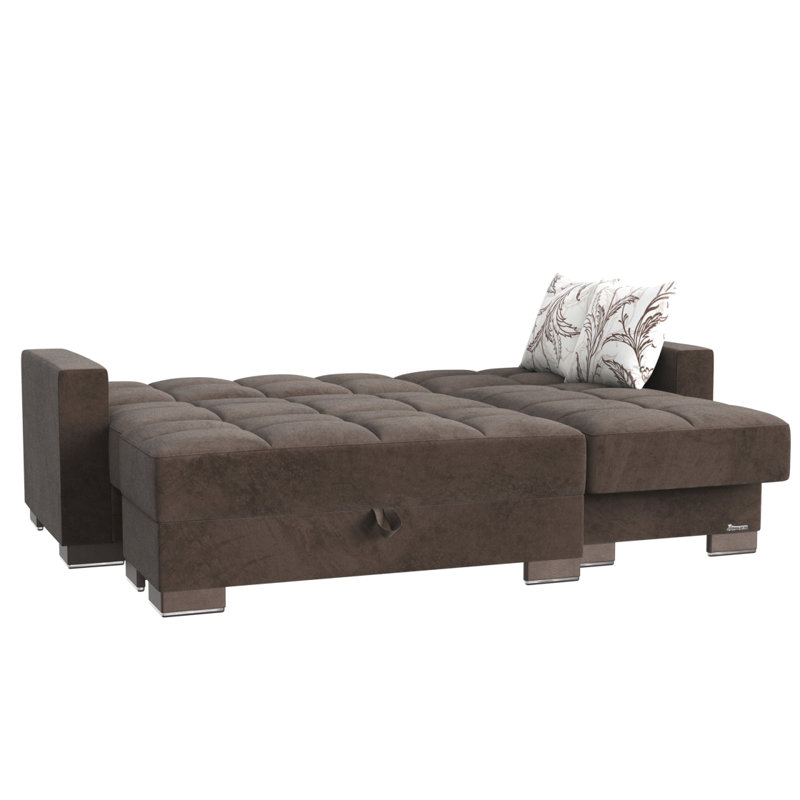 Chaise longue convertible avec rangement Primenest Nimbusflow, Dark Brown Chenille