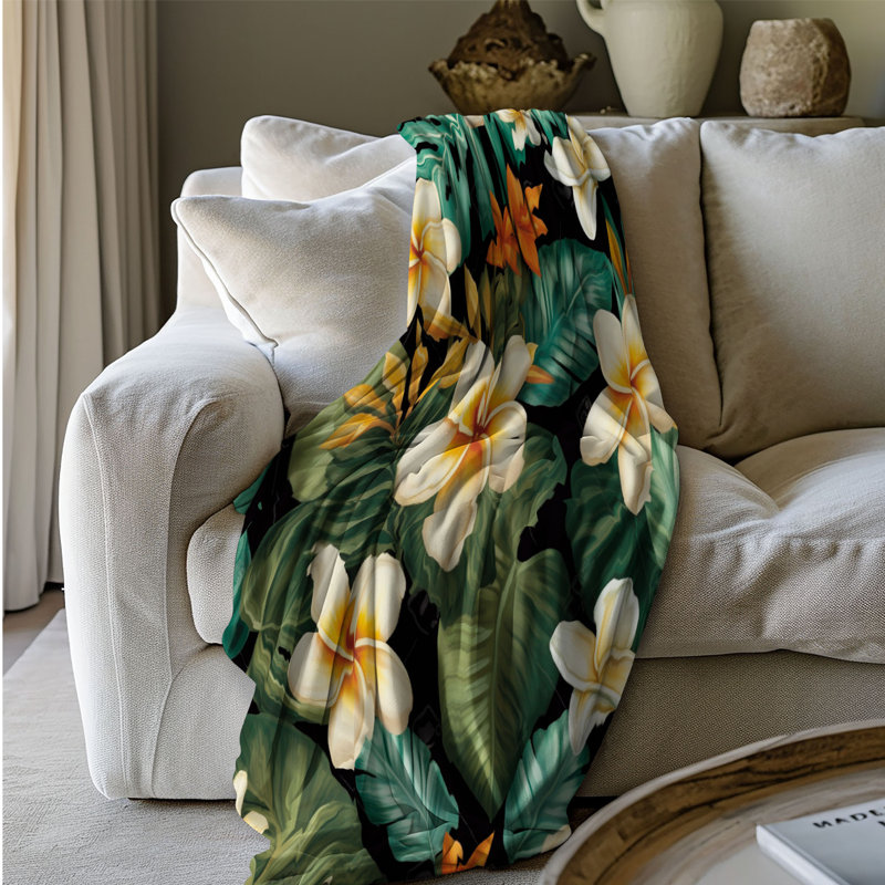 Tropical Mosaic - 1 Piece Premium Sherpa Blanket, 60" W x 80" L
