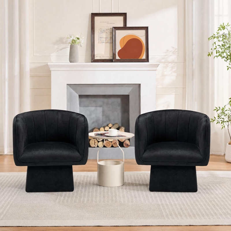 Fauteuil lounge moderne pivotant à 360° en velours, style tonneau