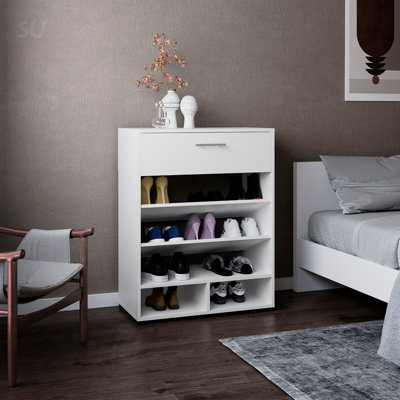 3-Tier Shoe Rack With One Drawer And Five Shelves, Perfect For Organized And Stylish Shoe Storage