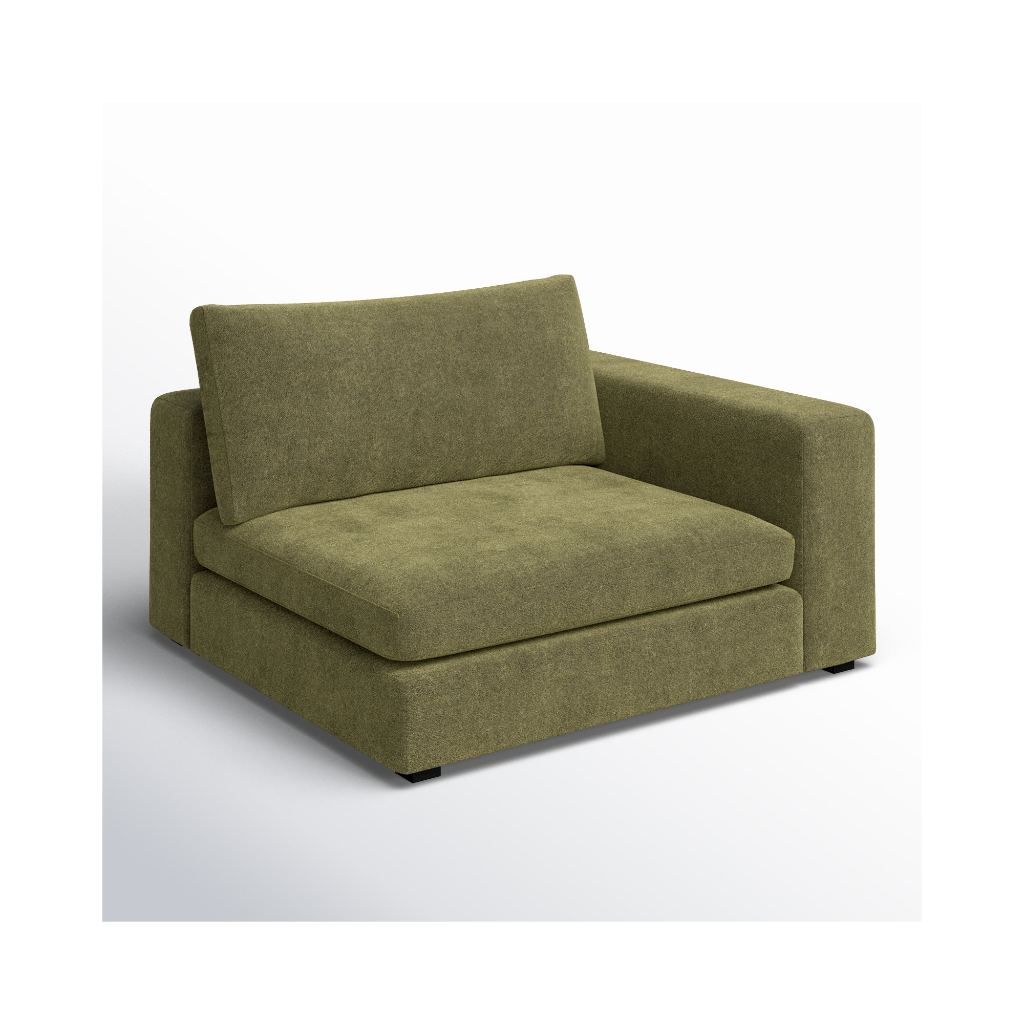 Ojai 50" Wide One Arm Chair, Green Chenille
