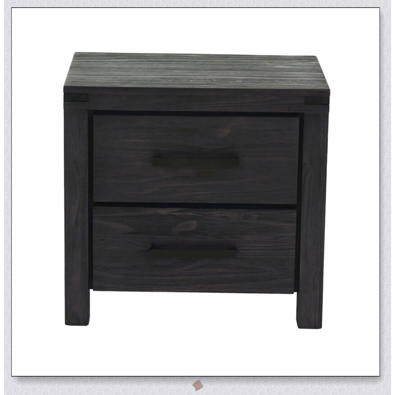 Table de chevet simple en bois massif avec tiroirs spacieux, parfaite pour le rangement dans la chambre à coucher et la commodité.