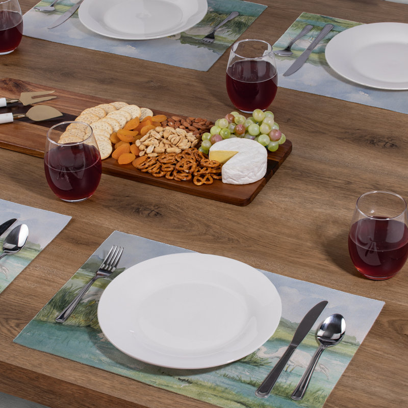Ensemble de 4 napperons rectangulaires en mélange de coton Rosecliff Heights Egret Family