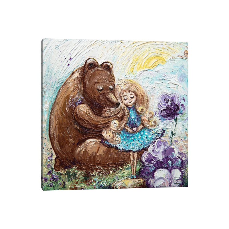 Bear And Baby by Vlada Koval - Painting on Canvas, Wrapped Canvas, 30.48 cm H x 30.48 cm W