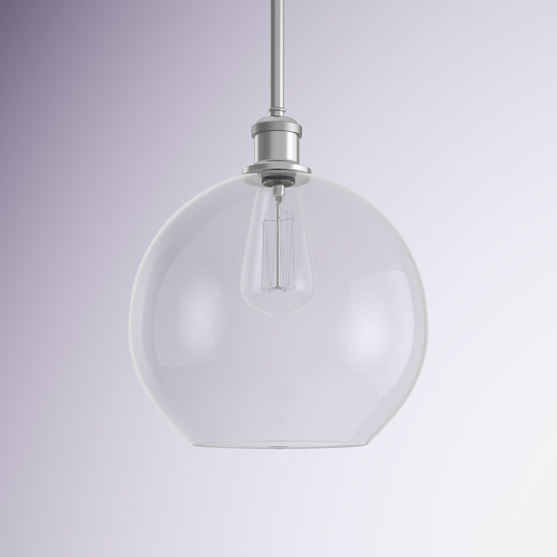 Luminaire suspendu sphère 1 lumière Baran, Transparent, Chrome poli, Ampoule non incluse