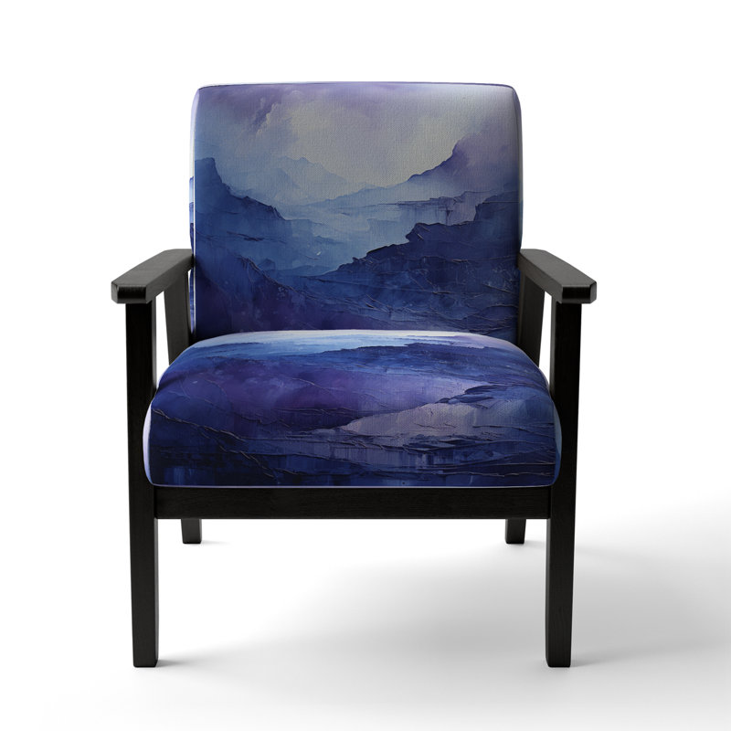 Indigo Dreams I - Fauteuil rembourré moderne, Accoudoirs carrés noirs
