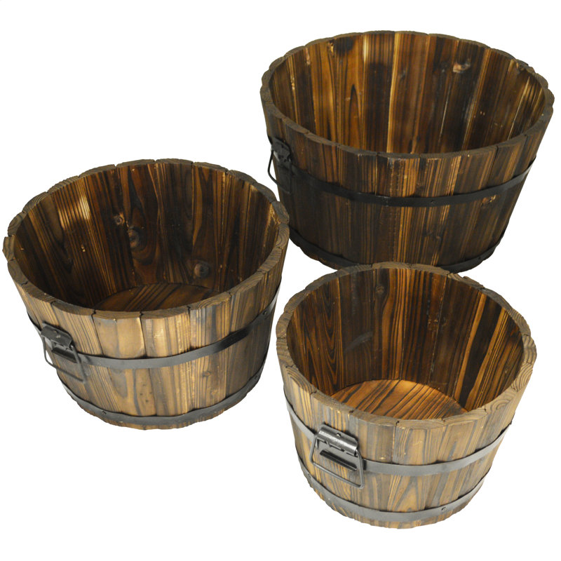 Monahan Wood Barrel Planter, 3