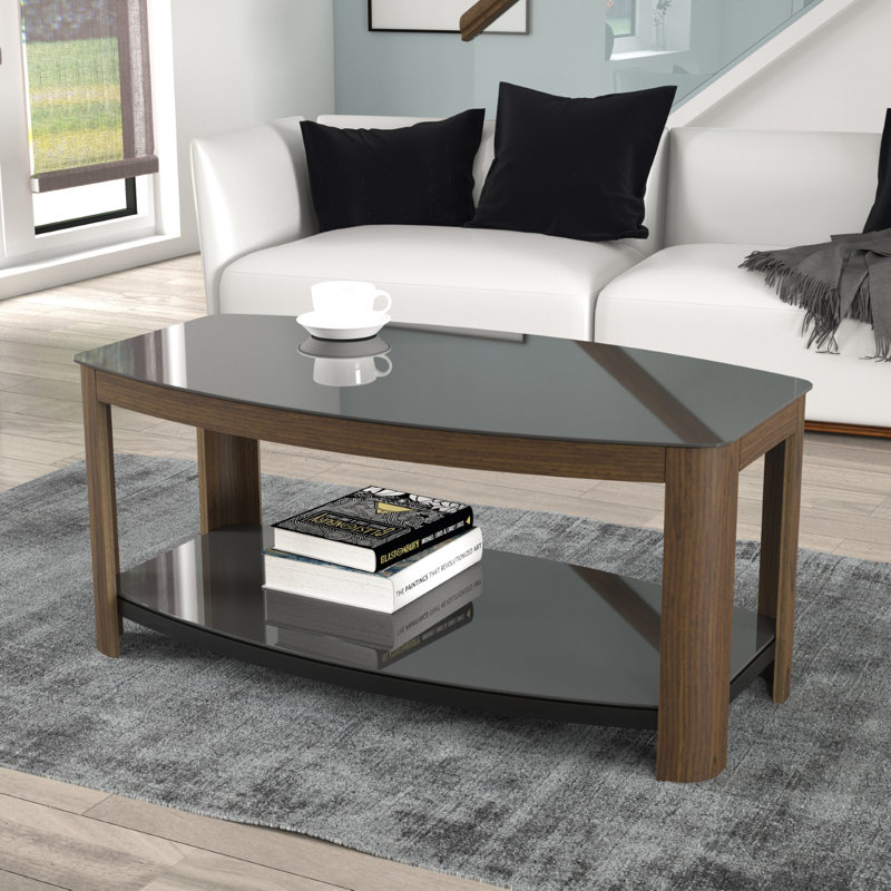Bain Four Leg Coffee Table with Storage, Walnut
