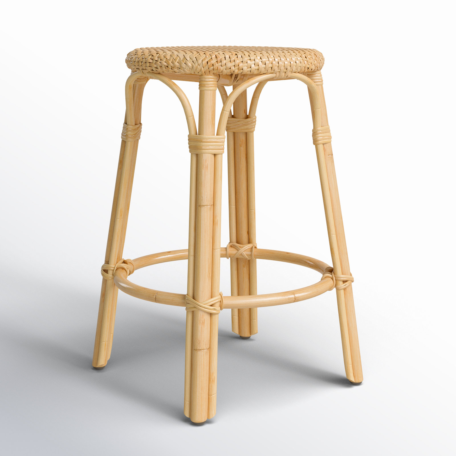 Alastair Bar & Counter Stool, Counter Stool (24" Seat Height), Natural/Natural Rattan Frame