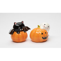 Magnetic Boo Halloween Cat Porcelain Salt and Pepper Shakers, Set of 4 -  Tableware - Cosmos