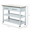 Chariot utilitaire avec plan de travail en acier inoxydable, 2 tablettes ouvertes, tiroirs, gris, pour comptoir de cuisine polyvalent, rustique et élégant
