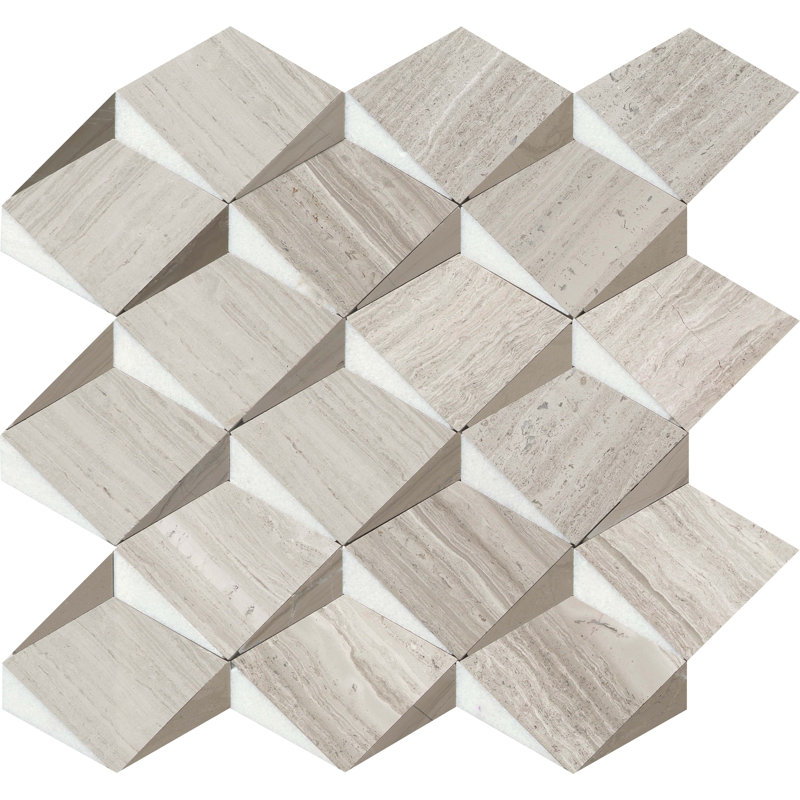Bizou™ 13 x 13 in. Marble Decorative Accent Tile, White/Cream