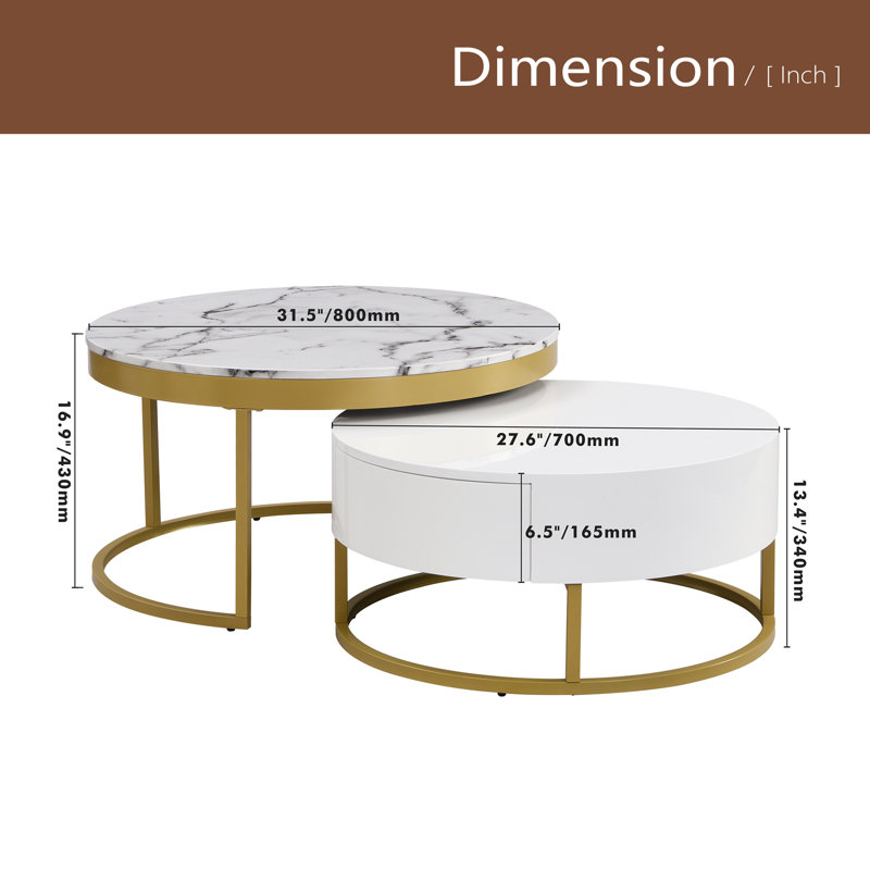 Table basse gigogne moderne avec tiroirs Modern