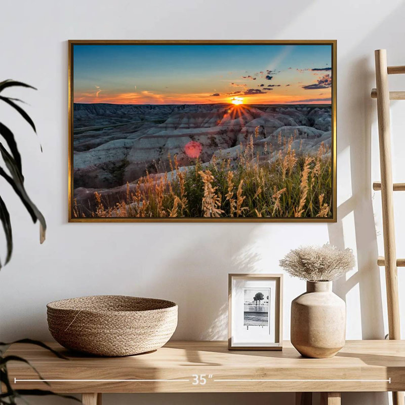 Parc national Badlands, 25 po x 17 po, Cadre flottant doré