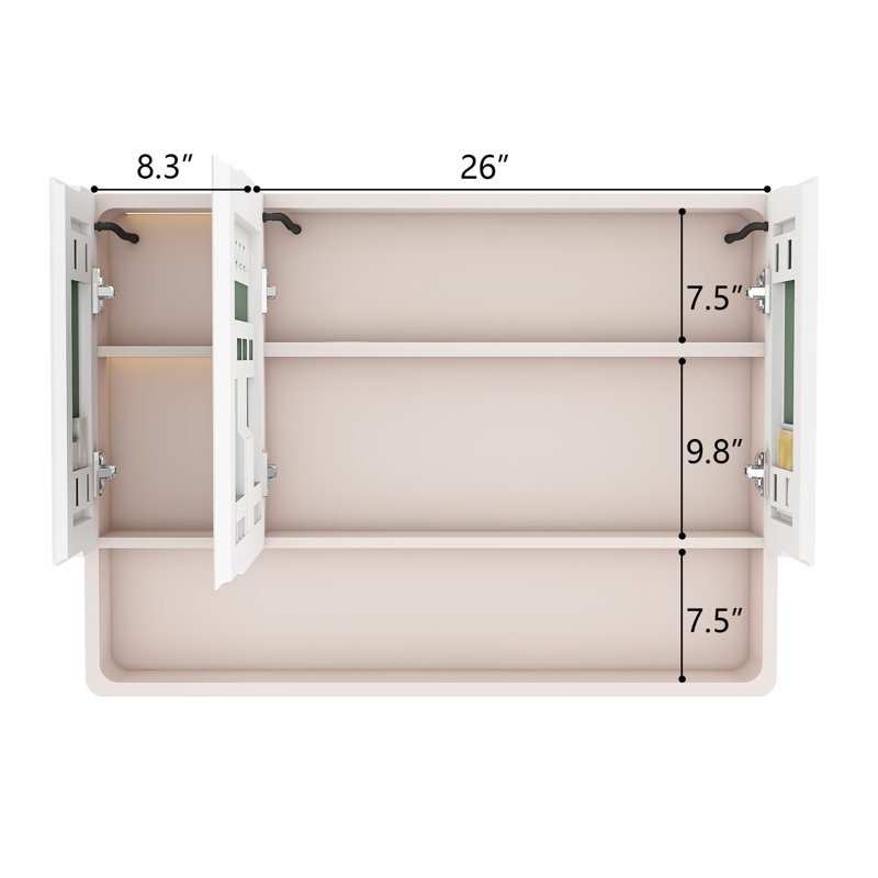 Miroir en aluminium pour pharmacie avec éclairage DEL et fonctions de désembuage