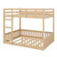 Wood Bunk Bed With Ladder And Guardrails-1084018574