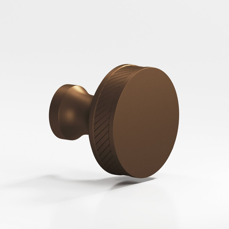 Round, Single-Knurled Sandwich Cabinet Knob, Matte Oil Rubbed Bronze, 1.25"