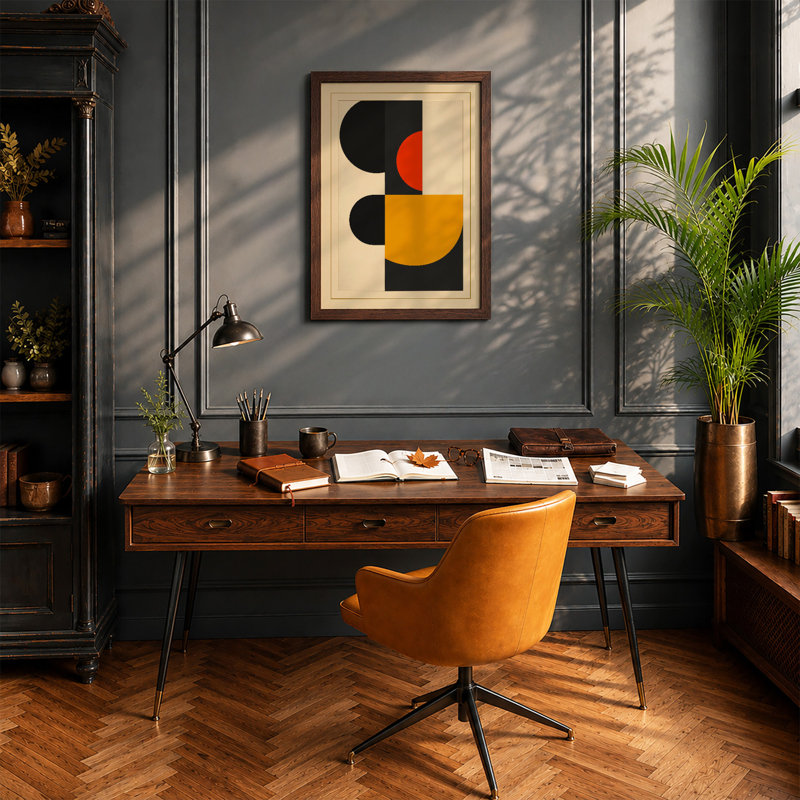 Composition Geometric - Framed Print, Walnut, A4 - 29.7 x 21.0 cm