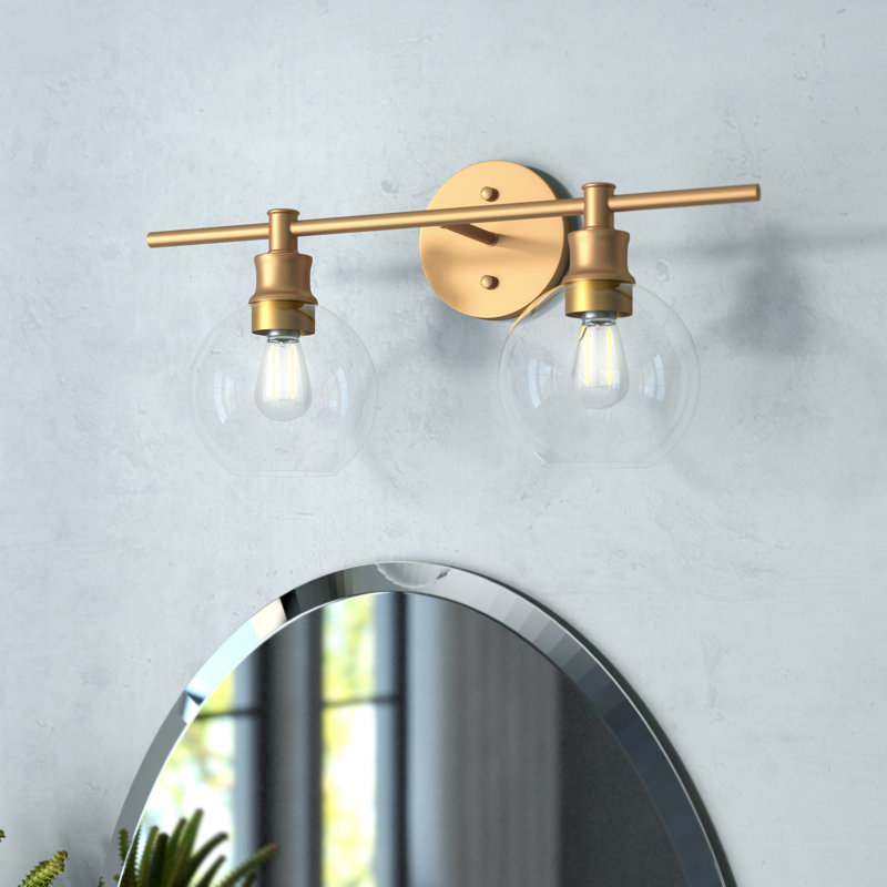 Éclairage pour meuble-lavabo en verre Drinkard, Laiton, Transparent, 2 Lights