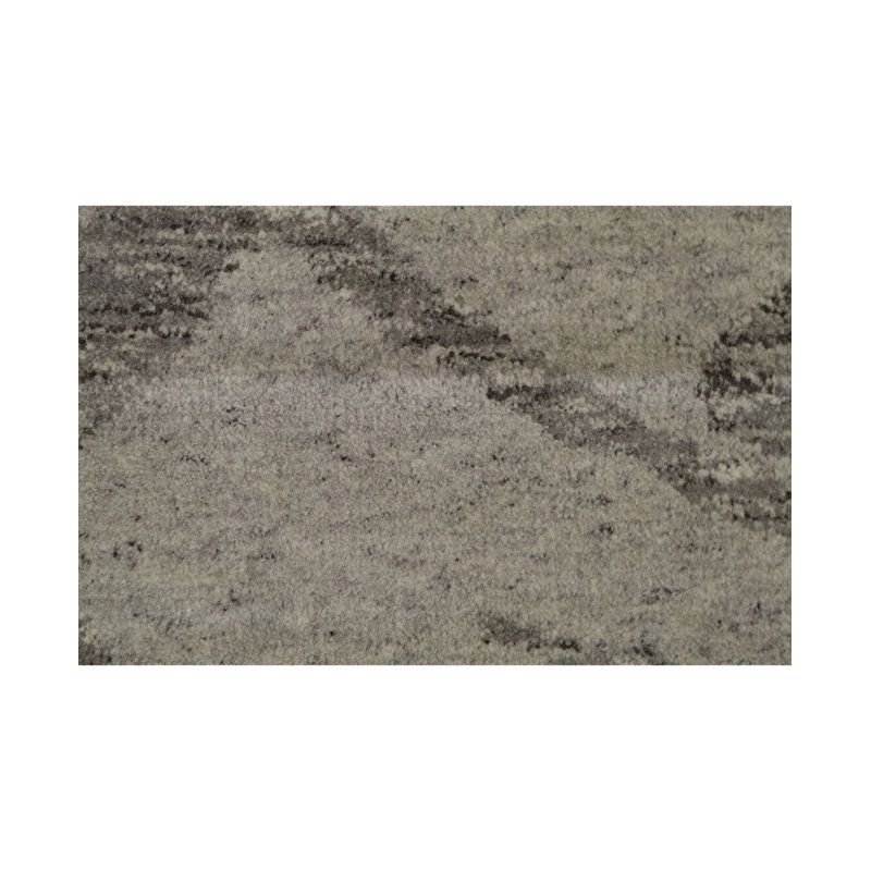 Moroccan Hand-Knotted Wool Area Rug in Taupe/Dark Taupe
