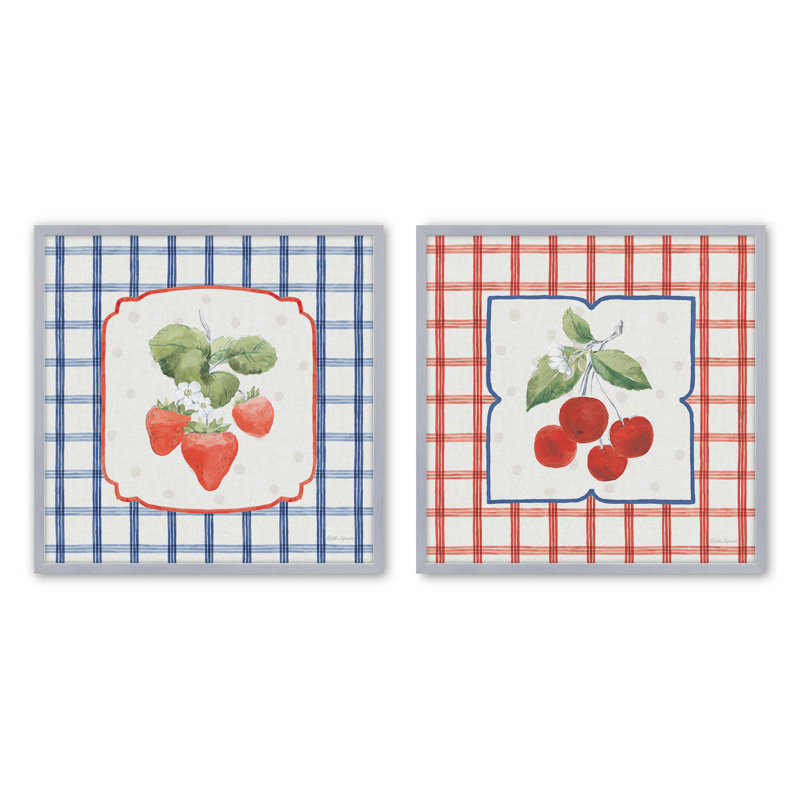 Ensemble de 2 imprimés Sweet Berry Patch, 16 po x 16 po, Impression encadrée, Chrome poli