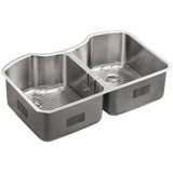 Greenwich 32" L x 20.25" W Double Basin Undermount Kitchen Sink with Sink Grid