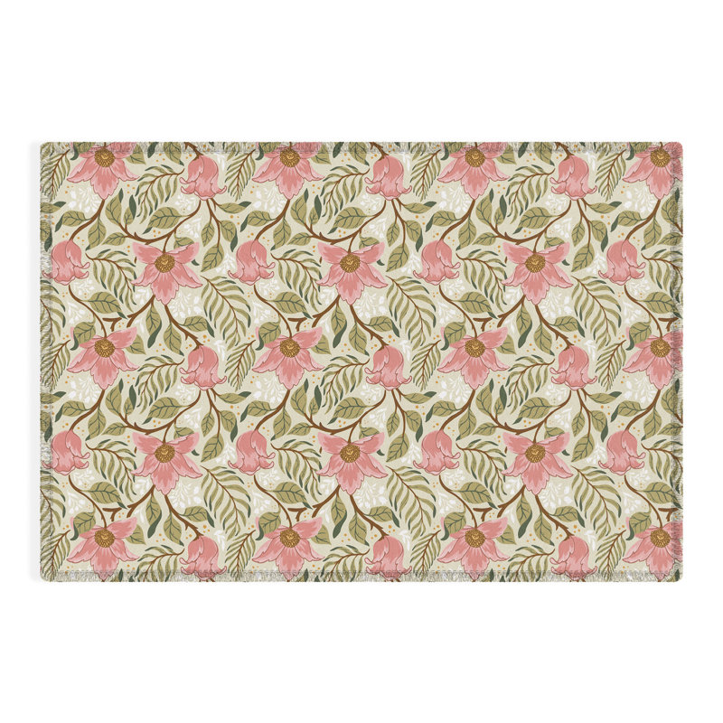 Takengon Chenille Floral Rug, Rectangle 2' x 3'