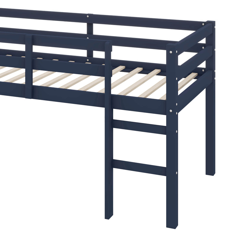 Twin Elevated Loft Bed Comes With Ladder, Blue