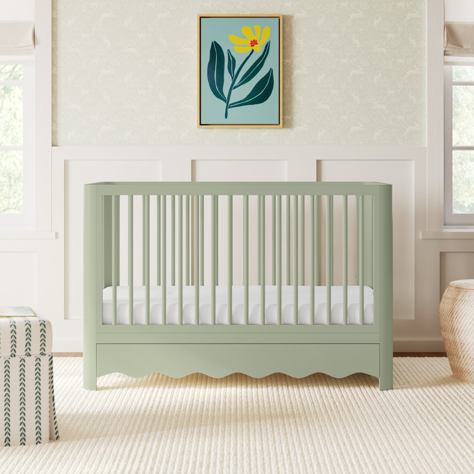 Casablanca Pine 5-in-1 Convertible Crib, Sage