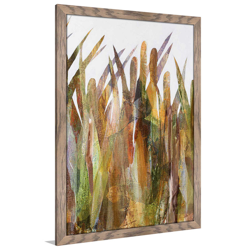 Quenouilles II - Peinture, Cadre taupe délavé, H 39,5 po x l 27,5 po x P 0,75 po