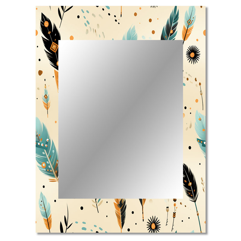 Autie Tribal Oasis - motif décoratif bohème, miroir mural floral, 40 po x 30 po