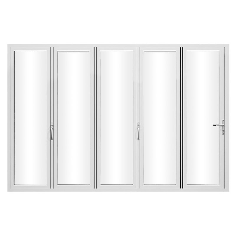 Porte pliante en aluminium noir à 5 panneaux de 144 po x 96 po KaMic Elite-Fold, H 79,5 po x l 167,5 po x P 3,5 po, Blanc