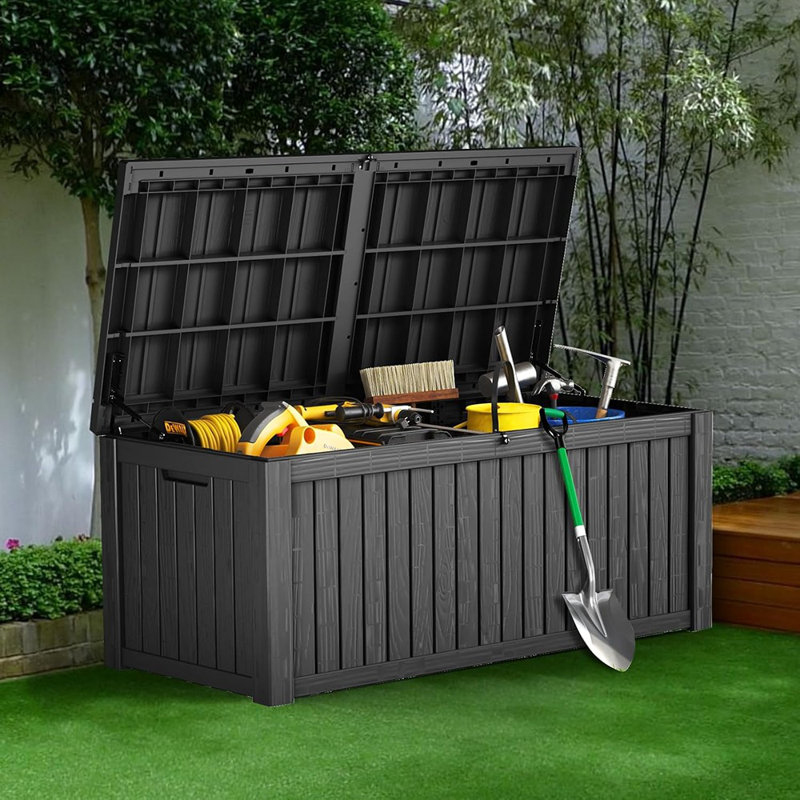 Coffre de terrasse, coffres de rangement extérieurs verrouillables pour jardin ..., Noir, H 60 po x l 25 po x P 21 po