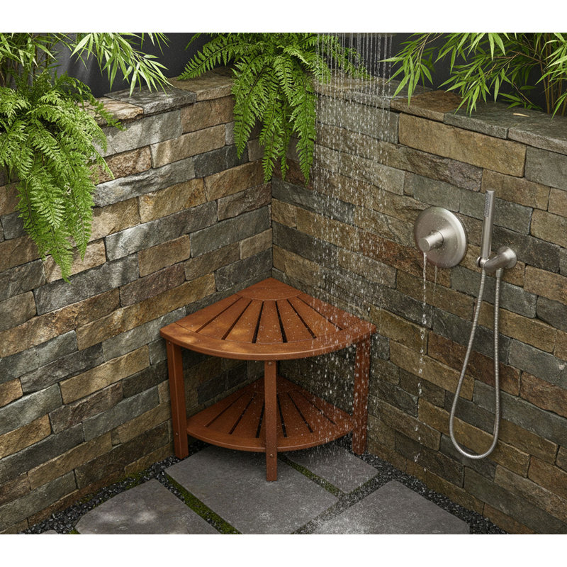 Banc de douche en bambou 22,25 "Mitch, Brun