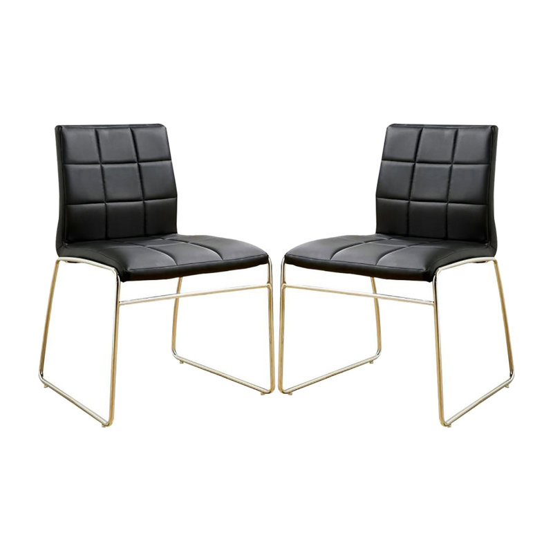 Ensemble de 2 chaises d'appoint rembourrées en similicuir, Doré, Noir