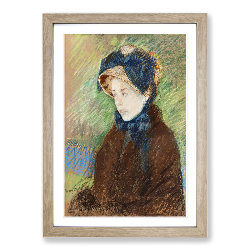 Susan in a Straw Bonnet by Mary Cassatt - Picture Frame Painting, 65cm H x 48cm W x 2cm D, Oak Framed