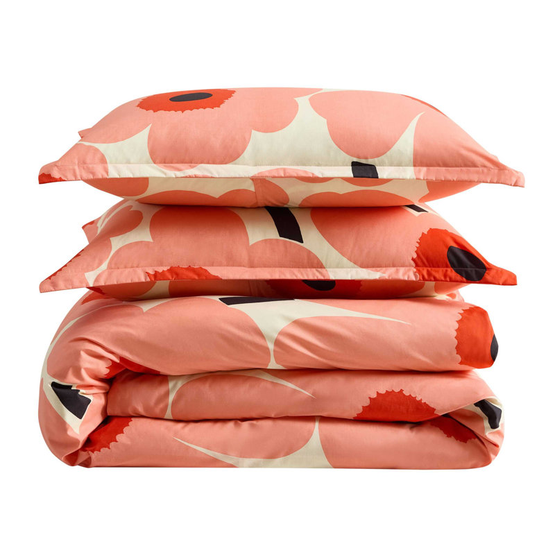 Marimekko Unikko Cotton Red Duvet Cover Set, King Duvet Cover + 2 King Shams, Green