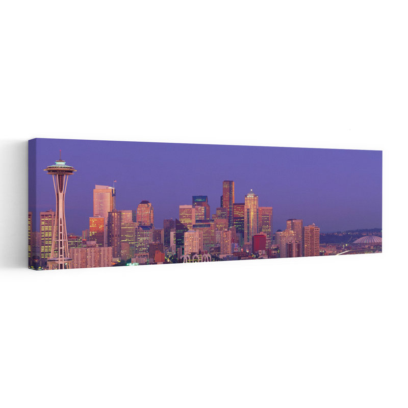 USA Washington Seattle Cityscape At Twilight by Allen Prier - Wrapped Canvas Panoramic Print, 40.64 cm H x 121.92 cm W