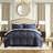 4 Pcs King Comforter In Navy - Hidden Zippers, Exquisite Patchwork Design, Machine Washable , 100% 2022 Upgraded , Decorative Rope On Shams,