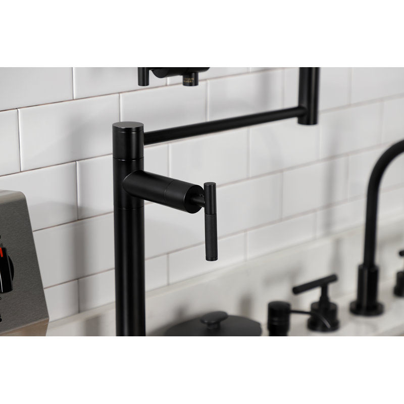 Kingston Brass Kaiser Two-Handle 1-Hole Deck Mount Pot Filler Faucet, Matte Black