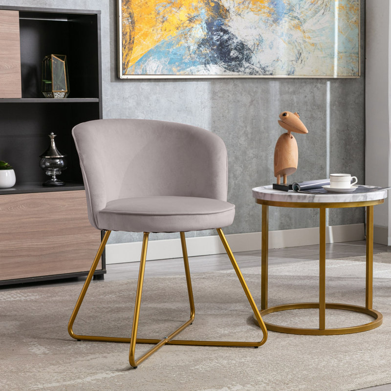 18.91'' H Velvet Upholstered Armchair, Gray, 2