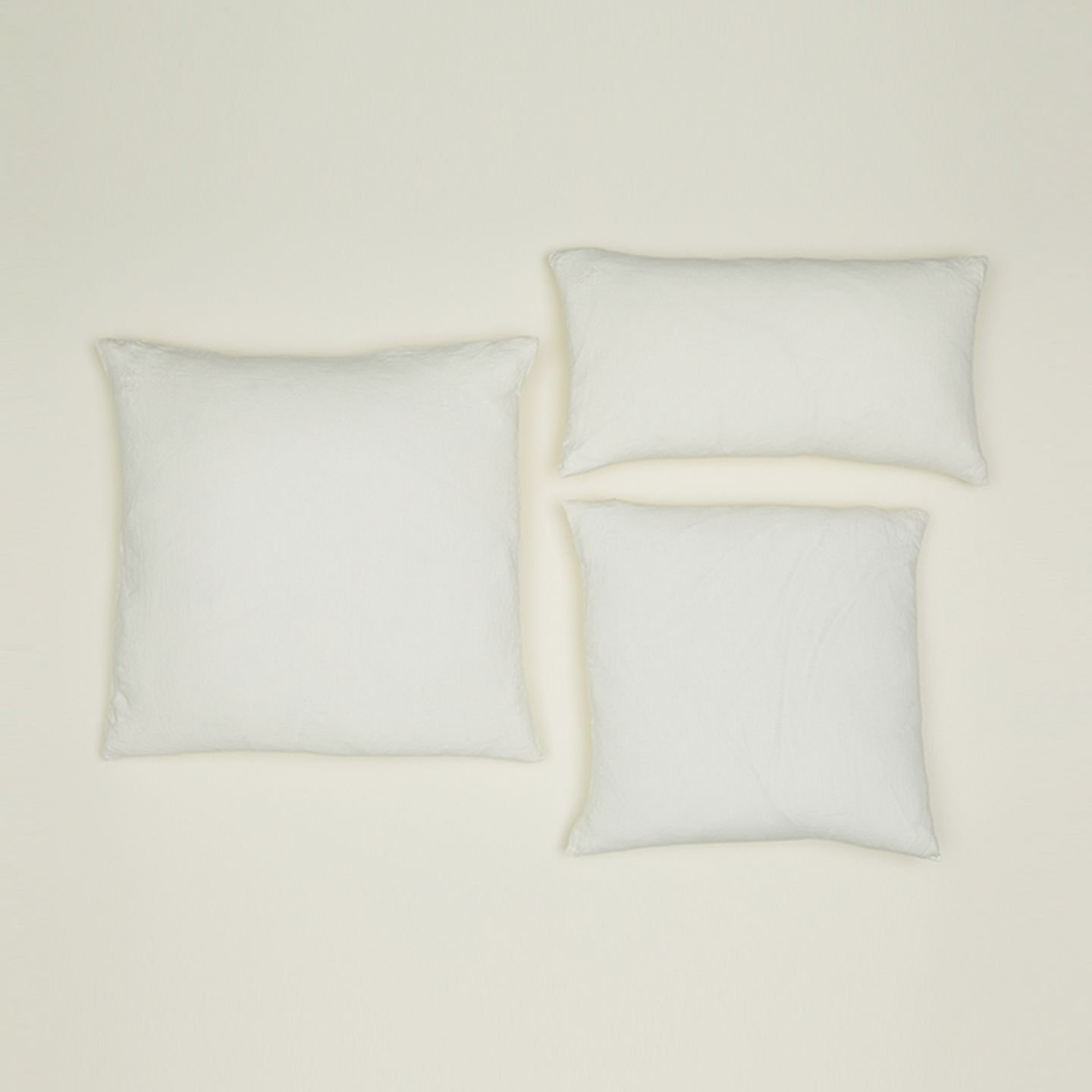 Simple Embroidered Linen Throw Pillow, Ivory, Square 22"